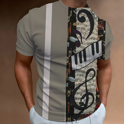 Retro vyriški marškinėliai 3D muzikos užrašai spausdinti vyriški drabužiai kasdieniai laisvalaikio trumpomis rankovėmis Street Designer marškinėliai Viršutiniai laisvi, dideli marškinėliai