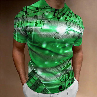 Retro vyriški marškinėliai 3D muzikos užrašai spausdinti vyriški drabužiai kasdieniai laisvalaikio trumpomis rankovėmis Street Designer marškinėliai Viršutiniai laisvi, dideli marškinėliai