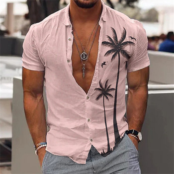Нови ризи с кокосово дърво за мъже Мъжка хавайска риза с 3D печат Плажна риза 5xl Модни тениски с къс ръкав Мъжка блуза Camisa