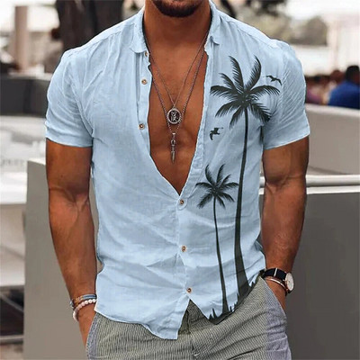 Nove košulje s kokosovim stablom za muškarce, muška havajska košulja za plažu 5xl kratkih rukava, modne majice s 3D printom, majice, muška bluza, camisa