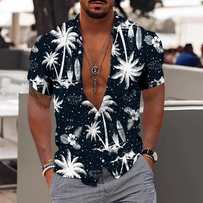 Nove košulje s kokosovim stablom za muškarce, muška havajska košulja za plažu 5xl kratkih rukava, modne majice s 3D printom, majice, muška bluza, camisa