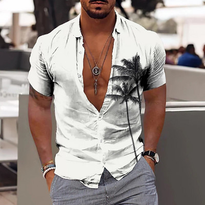 Nove košulje s kokosovim stablom za muškarce, muška havajska košulja za plažu 5xl kratkih rukava, modne majice s 3D printom, majice, muška bluza, camisa