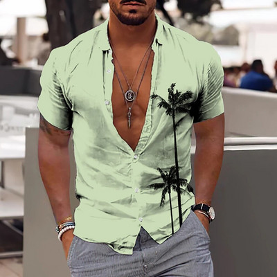 Nove košulje s kokosovim stablom za muškarce, muška havajska košulja za plažu 5xl kratkih rukava, modne majice s 3D printom, majice, muška bluza, camisa