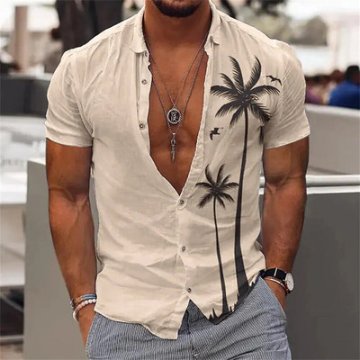 Nove košulje s kokosovim stablom za muškarce, muška havajska košulja za plažu 5xl kratkih rukava, modne majice s 3D printom, majice, muška bluza, camisa