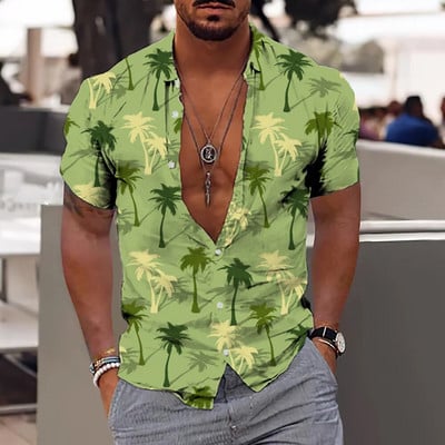 Nove košulje s kokosovim stablom za muškarce, muška havajska košulja za plažu 5xl kratkih rukava, modne majice s 3D printom, majice, muška bluza, camisa