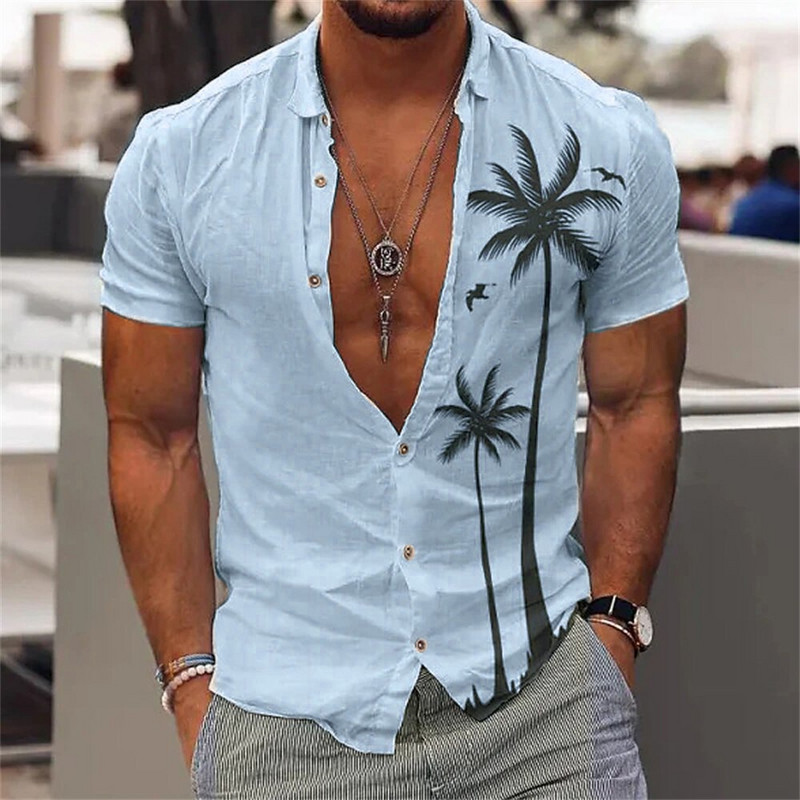 Nove košulje s kokosovim stablom za muškarce, muška havajska košulja za plažu 5xl kratkih rukava, modne majice s 3D printom, majice, muška bluza, camisa