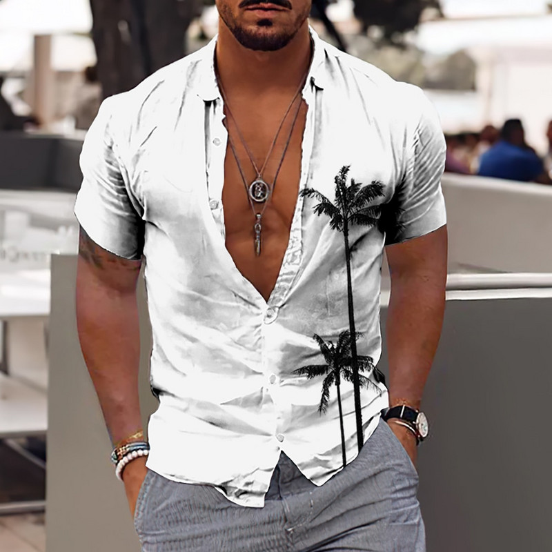 Nove košulje s kokosovim stablom za muškarce, muška havajska košulja za plažu 5xl kratkih rukava, modne majice s 3D printom, majice, muška bluza, camisa