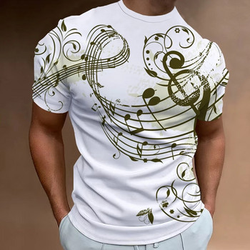 Μόδα μπλουζάκι για άντρες Τρισδιάστατη μουσική σημειογραφία Ανδρικά ρούχα με τυπωμένα μπλουζάκια δρόμου Καλοκαιρινή καθημερινή κοντομάνικη φαρδιά υπερμεγέθη πουκάμισα