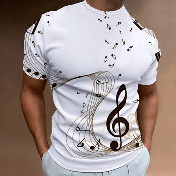 Модна тениска за мъже 3d музикална нотация Щамповани мъжки дрехи Улични топове Летни ежедневни широки големи ризи с къс ръкав