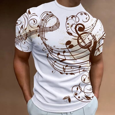 Μόδα μπλουζάκι για άντρες Τρισδιάστατη μουσική σημειογραφία Ανδρικά ρούχα με τυπωμένα μπλουζάκια δρόμου Καλοκαιρινή καθημερινή κοντομάνικη φαρδιά υπερμεγέθη πουκάμισα