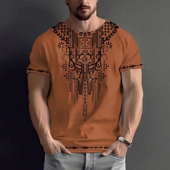 Африканска етническа тениска с 3D печат Нова мъжка и дамска тениска с О-образно деколте и къс ръкав Ретро улично облекло Тениска