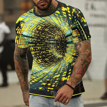 Модна тениска за мъже 3d светеща щампа с къси ръкави Улична модна тениска Мъжко мъжко облекло Голям пуловер с О-образно деколте