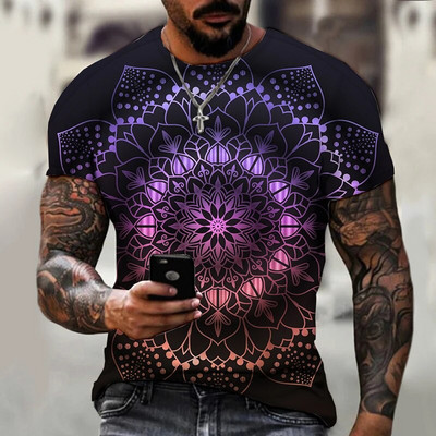 Tricou de modă pentru bărbați Tricou cu mânecă scurtă de modă de stradă cu imprimeu luminos 3d Îmbrăcăminte pentru bărbați Îmbrăcăminte pentru bărbați Top supradimensionat Pulover cu gâtul O