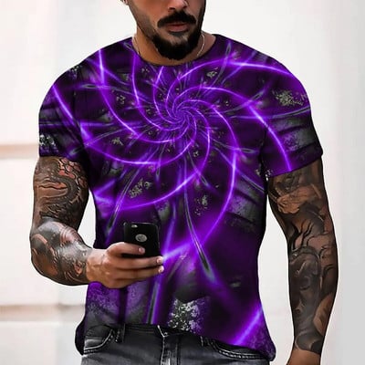 Tricou de modă pentru bărbați Tricou cu mânecă scurtă de modă de stradă cu imprimeu luminos 3d Îmbrăcăminte pentru bărbați Îmbrăcăminte pentru bărbați Top supradimensionat Pulover cu gâtul O