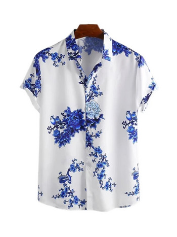 Καλοκαιρινό ανδρικό πουκάμισο Χαβάης Φαρδιά αναπνεύσιμα Φεστιβάλ Ρούχα για κοντομάνικα Casual Street καθημερινά ανδρικά πουκάμισα σε στιλ Ιαπωνίας