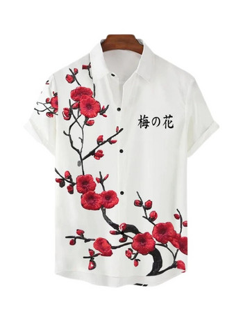 Лятна мъжка риза Хавайски широки дишащи фестивални дрехи за къси ръкави Ежедневни улични ежедневни мъжки ризи на открито в японски стил