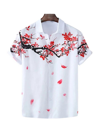 Καλοκαιρινό ανδρικό πουκάμισο Χαβάης Φαρδιά αναπνεύσιμα Φεστιβάλ Ρούχα για κοντομάνικα Casual Street καθημερινά ανδρικά πουκάμισα σε στιλ Ιαπωνίας