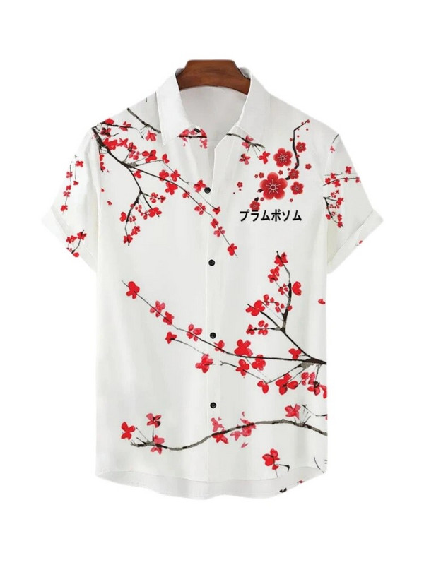 Ljetna muška košulja Havajska labava prozračna festivalska odjeća za kratke rukave Ležerna ulična dnevna muška košulja za van Japanski stil