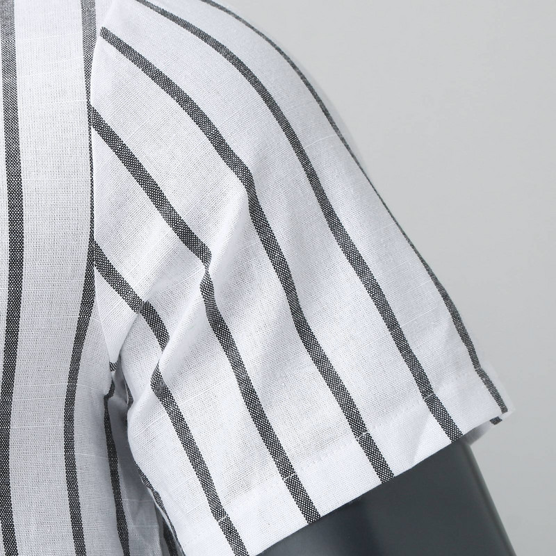 Pamučna lanena košulja Muške ljetne prugaste košulje kratkih rukava Jednobojni spušteni ovratnik Ležerna bluza u stilu plaže Top pulover