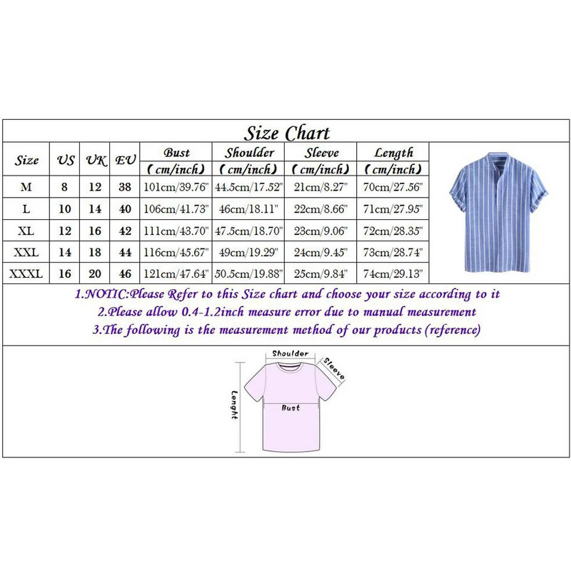 Pamučna lanena košulja Muške ljetne prugaste košulje kratkih rukava Jednobojni spušteni ovratnik Ležerna bluza u stilu plaže Top pulover