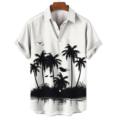 Vasariniai marškinėliai Vyriški Havajų marškiniai Didelės apimties trumpomis rankovėmis Viršutiniai vyriški Camisas Masculinos Originalūs pavasariniai nauji mados drabužiai Xl