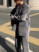 Elegantni ženski modni ležerni jednobojni sako s hlačama Uredski vintage široki komplet jakni i hlača iz dva dijela Ženska odjeća Novo