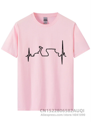Памучна тениска Забавни тениски Vespa Heartbeat Мъжка риза Harajuku Хип-хоп тениски Топове Harajuku Streetwear Фитнес