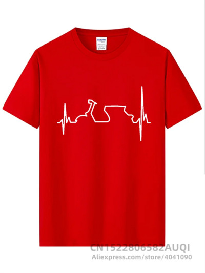Βαμβακερό μπλουζάκι Αστεία Vespa Heartbeat T-shirts Ανδρικά Harajuku Μπλουζάκια Hip Hop Tees Tops Harajuku Streetwear Fitness