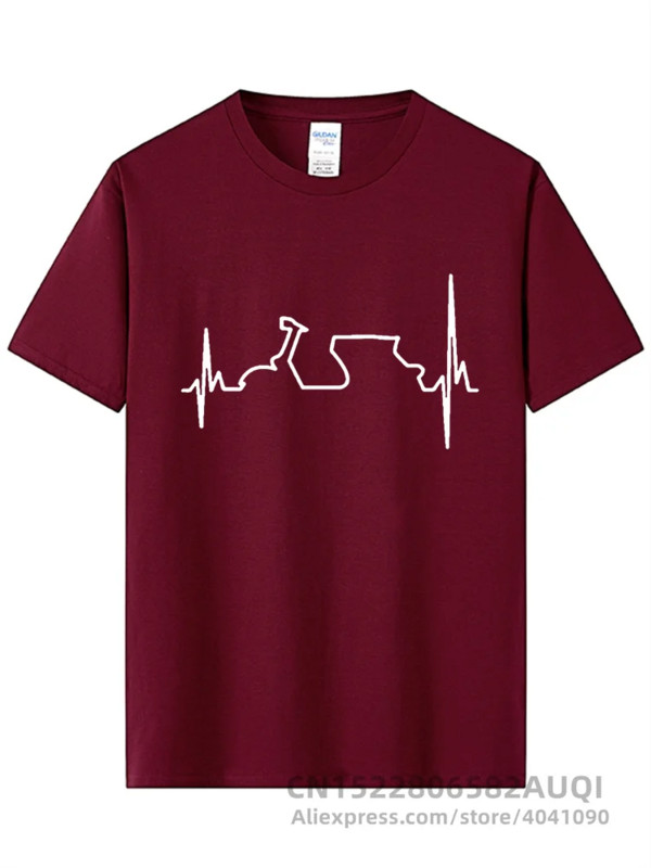 Βαμβακερό μπλουζάκι Αστεία Vespa Heartbeat T-shirts Ανδρικά Harajuku Μπλουζάκια Hip Hop Tees Tops Harajuku Streetwear Fitness