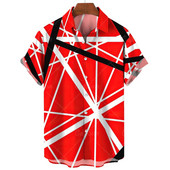 Ljetna ležerna muška košulja Majice kratkih rukava s prugastim printom Prevelike majice Odjeća Crvene ulične modne košulje za muškarce 5xl