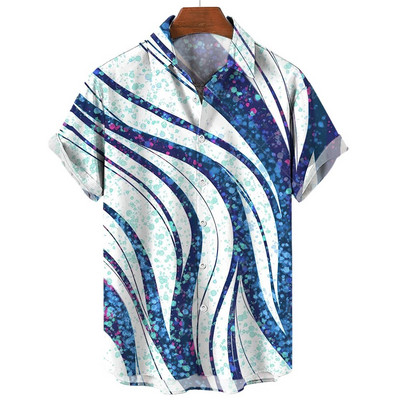 Ljetna ležerna muška košulja Majice kratkih rukava s prugastim printom Prevelike majice Odjeća Crvene ulične modne košulje za muškarce 5xl