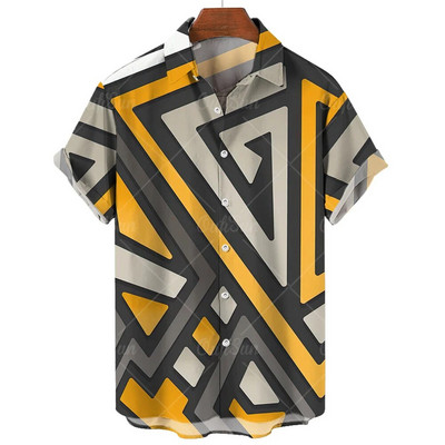 Ljetna ležerna muška košulja Majice kratkih rukava s prugastim printom Prevelike majice Odjeća Crvene ulične modne košulje za muškarce 5xl