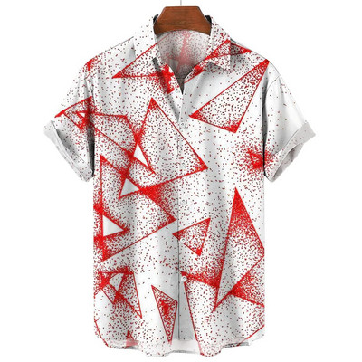 Ljetna ležerna muška košulja Majice kratkih rukava s prugastim printom Prevelike majice Odjeća Crvene ulične modne košulje za muškarce 5xl