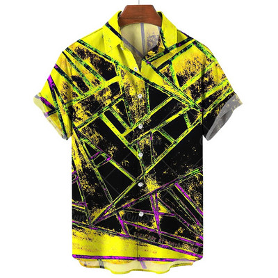 Ljetna ležerna muška košulja Majice kratkih rukava s prugastim printom Prevelike majice Odjeća Crvene ulične modne košulje za muškarce 5xl