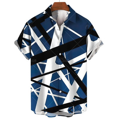 Ljetna ležerna muška košulja Majice kratkih rukava s prugastim printom Prevelike majice Odjeća Crvene ulične modne košulje za muškarce 5xl