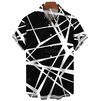 Ljetna ležerna muška košulja Majice kratkih rukava s prugastim printom Prevelike majice Odjeća Crvene ulične modne košulje za muškarce 5xl