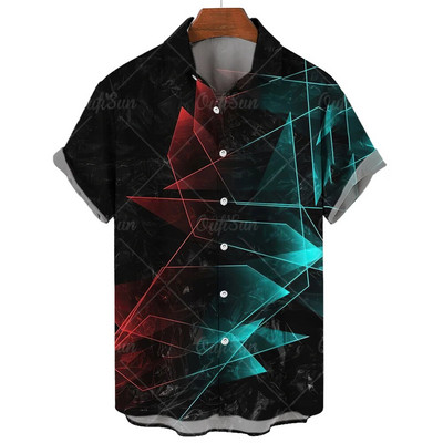 Ljetna ležerna muška košulja Majice kratkih rukava s prugastim printom Prevelike majice Odjeća Crvene ulične modne košulje za muškarce 5xl