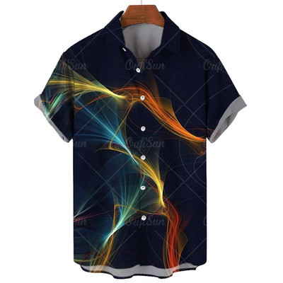 Ljetna ležerna muška košulja Majice kratkih rukava s prugastim printom Prevelike majice Odjeća Crvene ulične modne košulje za muškarce 5xl