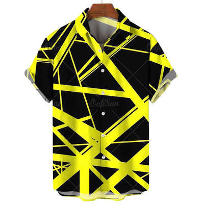 Ljetna ležerna muška košulja Majice kratkih rukava s prugastim printom Prevelike majice Odjeća Crvene ulične modne košulje za muškarce 5xl