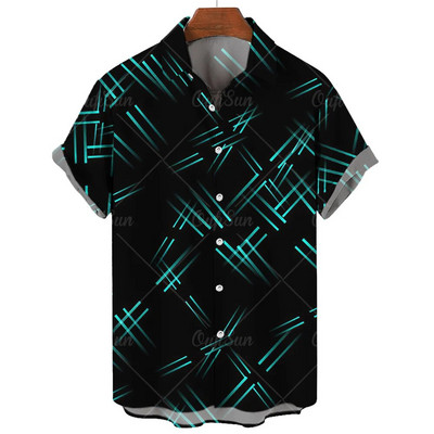 Ljetna ležerna muška košulja Majice kratkih rukava s prugastim printom Prevelike majice Odjeća Crvene ulične modne košulje za muškarce 5xl