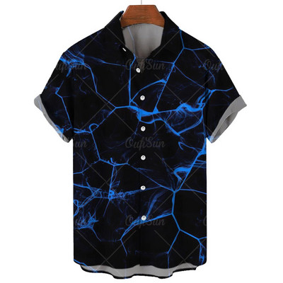 Ljetna ležerna muška košulja Majice kratkih rukava s prugastim printom Prevelike majice Odjeća Crvene ulične modne košulje za muškarce 5xl