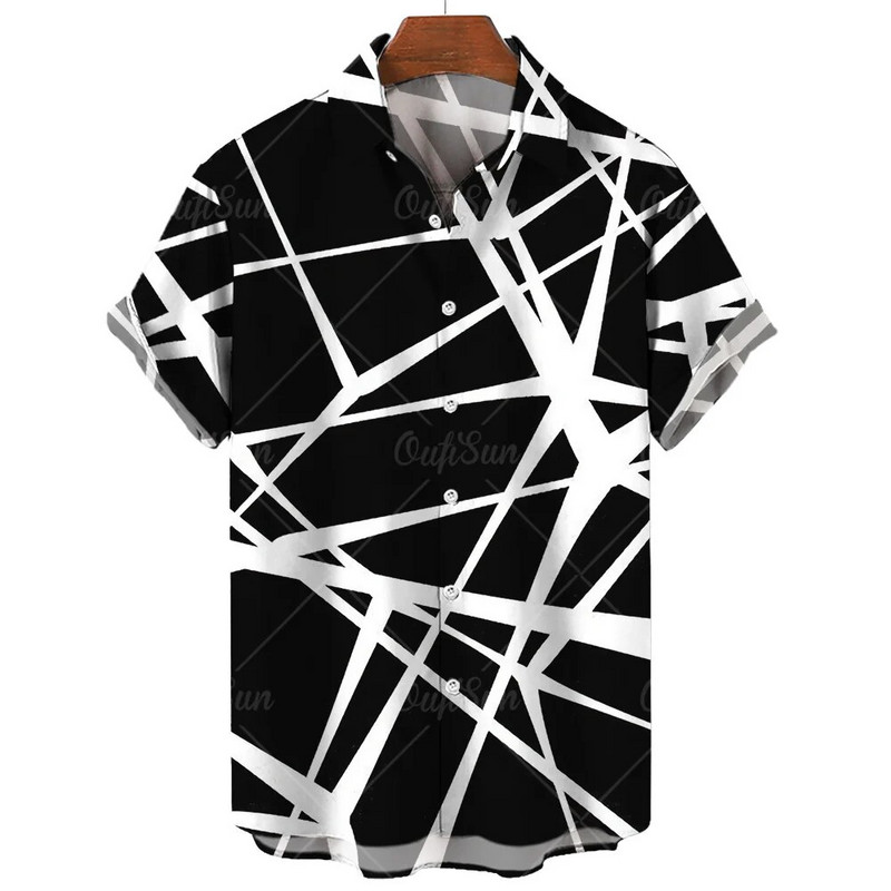 Ljetna ležerna muška košulja Majice kratkih rukava s prugastim printom Prevelike majice Odjeća Crvene ulične modne košulje za muškarce 5xl