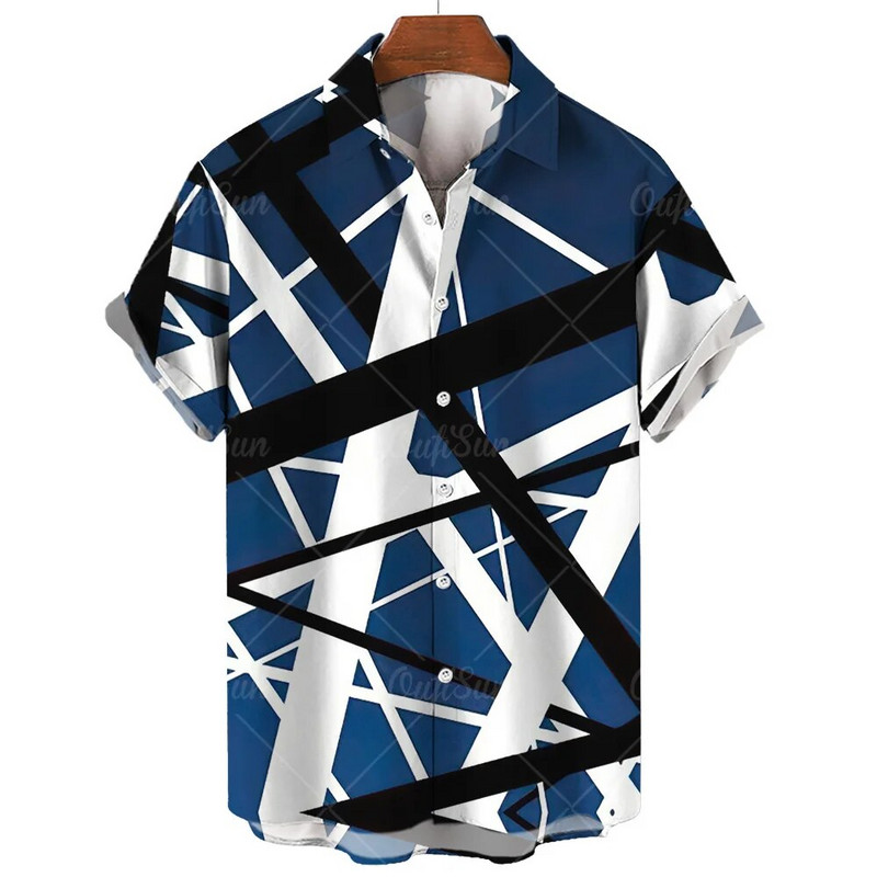 Ljetna ležerna muška košulja Majice kratkih rukava s prugastim printom Prevelike majice Odjeća Crvene ulične modne košulje za muškarce 5xl