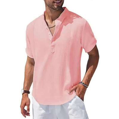 Ανδρικό μονόχρωμο πουκάμισο Casual μπλούζα Κοινωνικής επαφής Ρούχα με κοντό μανίκι Μπλουζάκι μπλουζάκι Καλοκαιρινό καθημερινό μπλουζάκι Ανδρικό πουκάμισο Χαβάης