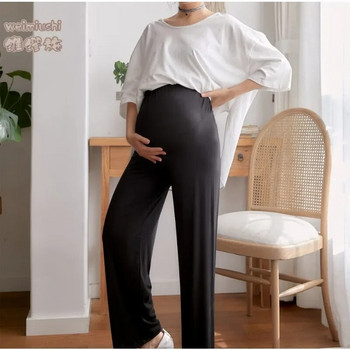 Модни широки панталони за жени Панталони за бременни с плавна кройка Пролетно и есенно облекло за бременни