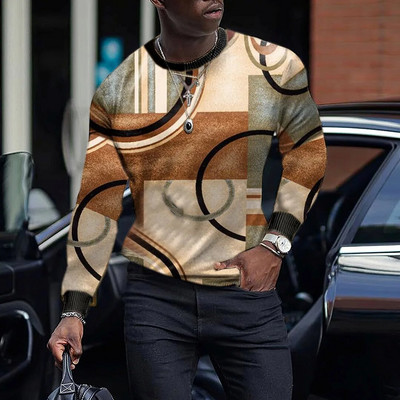 Jesen Nove majice s 3D ispisom Grafičke majice s okruglim izrezom i dugim rukavima, uniseks majice Popularna ležerna muška odjeća y2k gornji dijelovi