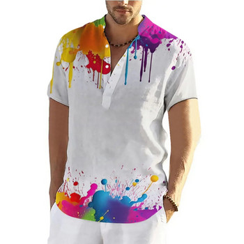 Καλοκαιρινό μπλουζάκι για ανδρικά μπλουζάκια γκράφιτι κοντομάνικα μπλουζάκια 3d πουκάμισα Casual Streetwear Fashion Designer Ρούχα Ανδρικό πουκάμισο Henleys