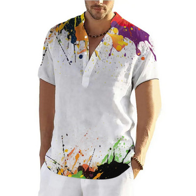 Καλοκαιρινό μπλουζάκι για ανδρικά μπλουζάκια γκράφιτι κοντομάνικα μπλουζάκια 3d πουκάμισα Casual Streetwear Fashion Designer Ρούχα Ανδρικό πουκάμισο Henleys