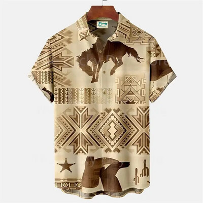 Cămașă casual cu mânecă scurtă, hawaiană, ocazională, pentru bărbați