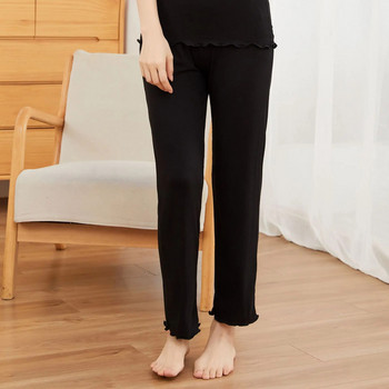 Fdfklak Модални панталони за бременни Свободни ежедневни панталони с широки крачоли Спално облекло за бременни жени Пролет Есен Дрехи за бременни